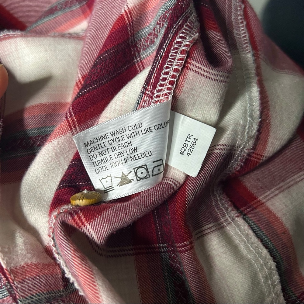 Red and White Plaid Button-Up Shirt - Picture 7 of 7